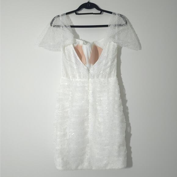 Watters - Ivory Snow Perlita Beading Gibson Mini Dress Size 6 - Picture 6 of 11
